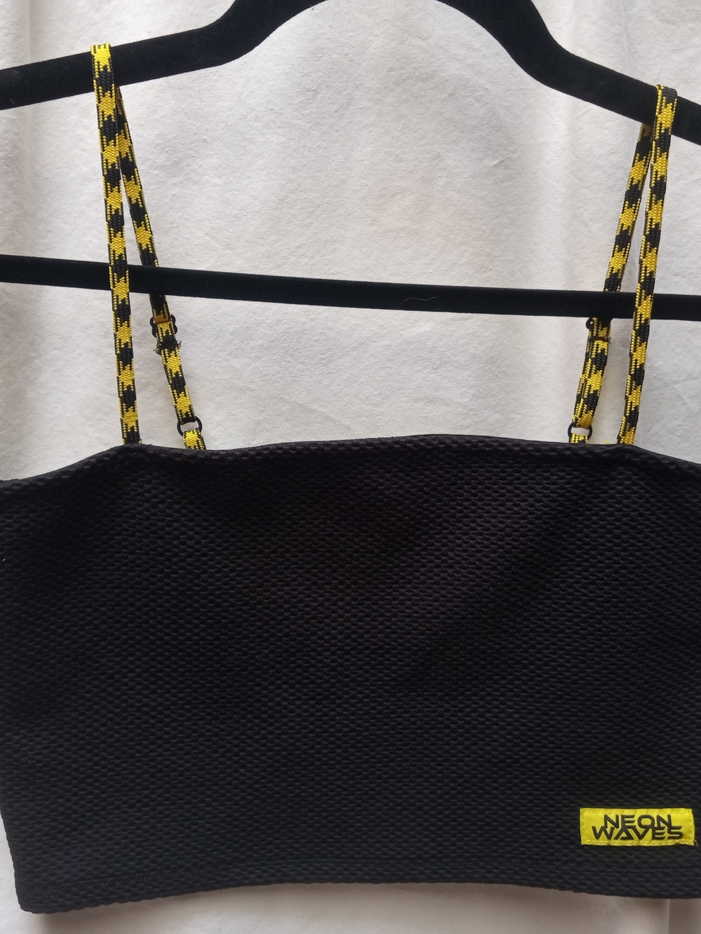 Forever 21 Black Tube Top with Yellow Accent Strap